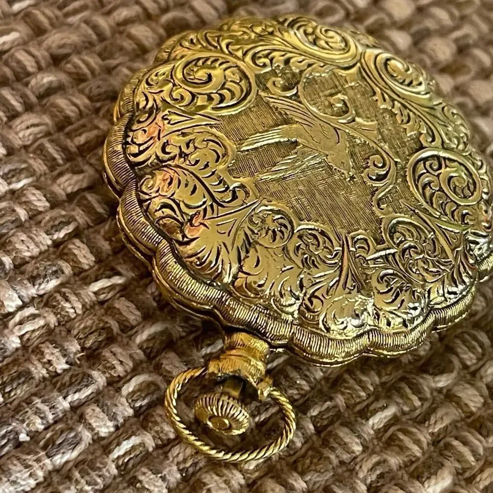 Vintage Max Factor gold Compact face powder pendant